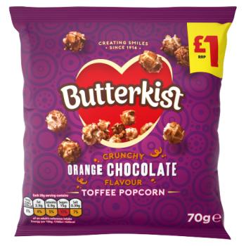 Butterkist Crunchy Orange Chocolate Flavour Toffee Popcorn 70g