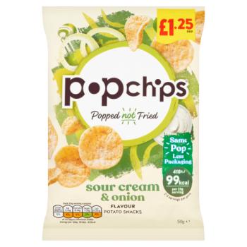 Popchips Sour Cream & Onion Flavour Potato Snacks 50g