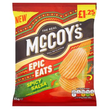 McCoy's Epic Eats Spicy Salsa Flavour Ridge Cut Potato Crisps 65g