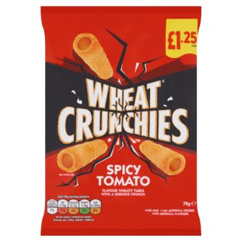 Wheat Crunchies Spicy Tomato Flavour Wheaty Tubes with a Serious Crunch 70g