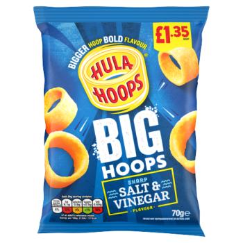 Hula Hoops Sharp Salt & Vinegar Flavour Big Hoops 70g