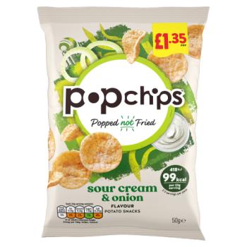Popchips Sour Cream & Onion Flavour Potato Snacks 50g
