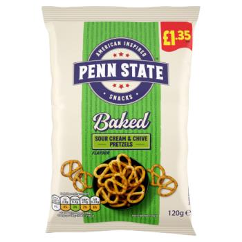 Penn State Baked Sour Cream & Chive Flavour Pretzels 120g