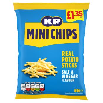 KP Mini Chips Salt & Vinegar Flavour Real Potato Sticks 60g