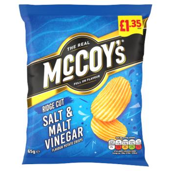 McCoy's Ridge Cut Salt & Malt Vinegar Flavour Potato Crisps 65g