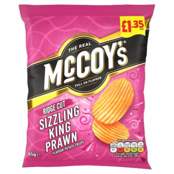 McCoy's Ridge Cut Sizzling King Prawn Flavour Potato Crisps 65g