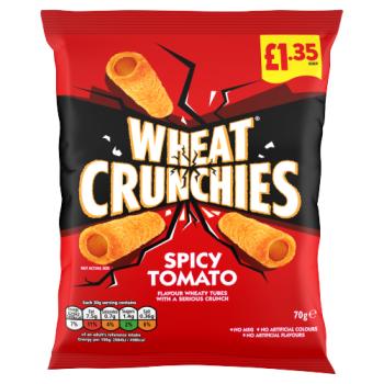 Wheat Crunchies Spicy Tomato Flavour Wheaty Tubes 70g