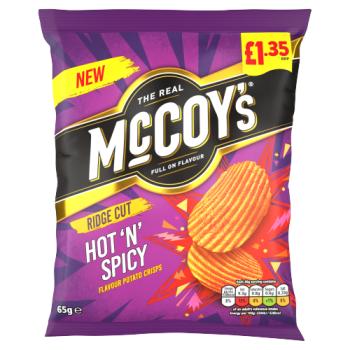 McCoy's Ridge Cut Hot 'N' Spicy Flavour Potato Crisps 65g