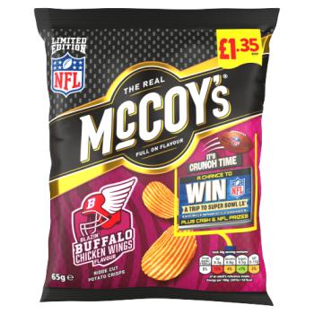 McCoy's Limited Edition Blazin' Buffalo Chicken Wings Flavour Ridge Cut Potato Crisps 65g