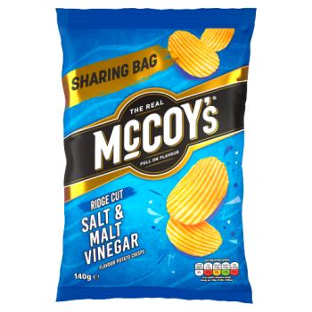 McCoy's Ridge Cut Salt & Malt Vinegar Flavour Potato Crisps 140g