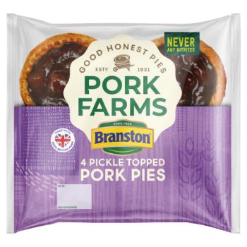 Pork Farms 4 Pickle Topped Pork Pies 200g