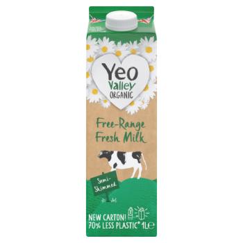 Yeo Valley Organic Semi-Skimmed Free-Range Fresh Milk 1L