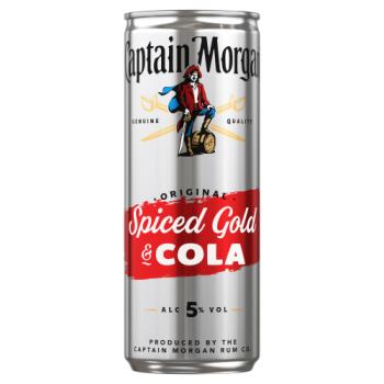 Captain Morgan Original Spiced Gold & Cola 5% vol 250ml Ready to Drink Premix Can