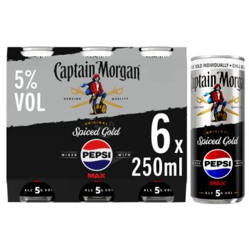 Captain Morgan Original Spiced Gold and Pepsi MAX® Premix 4x6x250ml 5% vol can