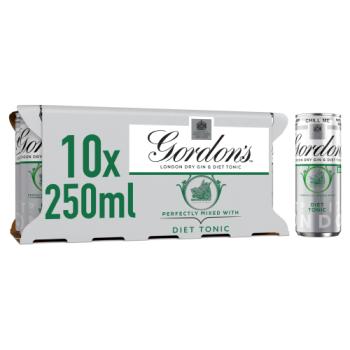 Gordon's London Dry Gin & Diet Tonic 5% vol 10 x 250ml Can