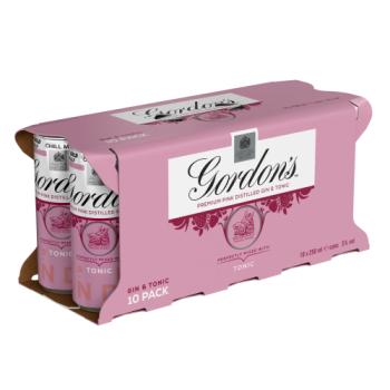 Gordon's Premium Pink Gin & Tonic 5% vol 10 x 250ml Ready to Drink Premix Can