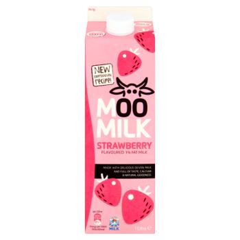 Moo Milk Strawberry Flavoured 1% Fat Milk 1 Litre