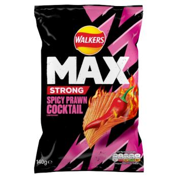 Walkers Max Strong Spicy Prawn Cocktail Sharing Crisps 140g