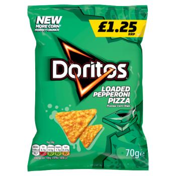 Doritos Loaded Pepperoni Pizza Sharing Tortilla Chips Crisps 70g PMP £1.25