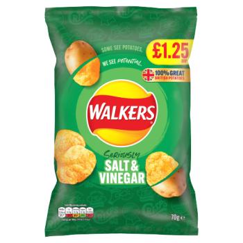 Walkers Salt & Vinegar Crisps £1.25 PMP 70g