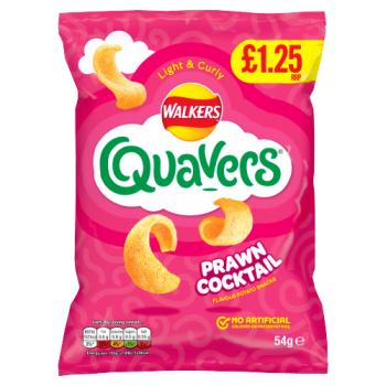 Walkers Quavers Prawn Cocktail Snacks Crisps £1.25 RRP PMP 54g