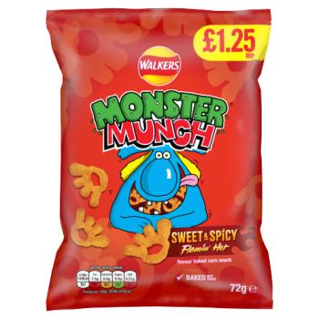 Walkers Monster Munch Sweet & Spicy Snacks £1.25 RRP PMP 72g