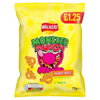 Walkers Monster Munch Roast Beef Snacks Crisps £1.25 PMP 72g