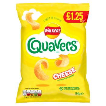 Walkers Quavers Cheese Snacks Crisps £1.25 RRP PMP 54g