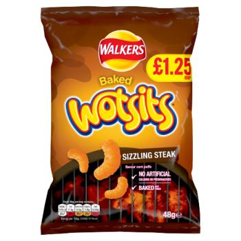Walkers Wotsits Sizzling Steak Snacks £1.25 Rrp Pmp 48g