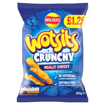 Walkers Wotsits Crunchy Really Cheesy Snacks Crisps £1.25 PMP 60g