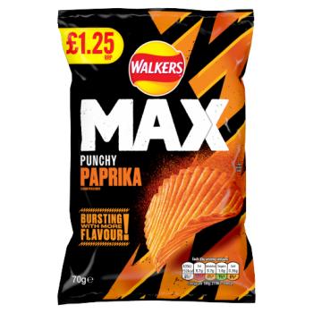 Walkers Max Punchy Paprika Crisps £1.25 RRP PMP 70g
