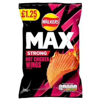 Walkers Max Strong Hot Chicken Wings Crisps £1.25 RRP PMP 70g