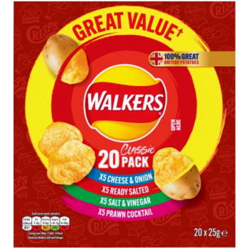 Walkers Classic Variety Multipack Crisps Box 20 x 25g 