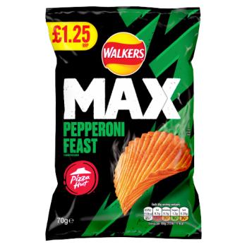 Walkers Max Pizza Hut Pepperoni Feast Crisps £1.25 RRP PMP 70g