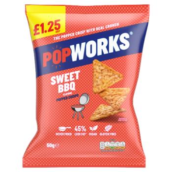 Popworks Sweet BBQ Popped Crisps RRP £1.25 PMP 50g
