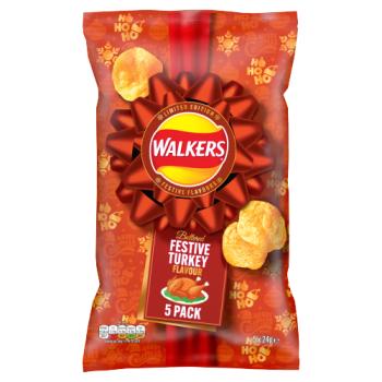 Walkers Festive Turkey Flavoured Multipack Crisps 5 x 24g