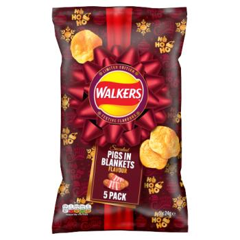 Walkers Pigs in Blankets Flavoured Multipack Crisps 5 x 24g