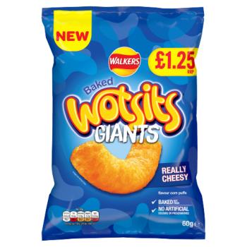 Walkers Wotsits Giants Really Cheesy Snacks Crisps RRP £1.25 PMP 60g
