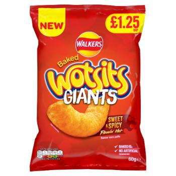 Walkers Wotsits Sweet & Spicy Snacks Crisps £1.25 RRP PMP 60g