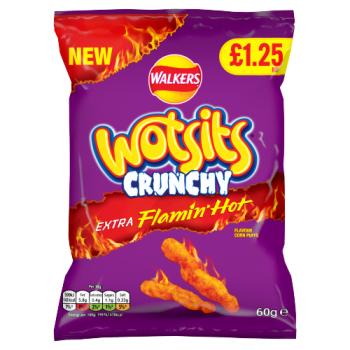 Wotsits Crunchy Extra Flamin' Hot Sharing Bag Crisps 60g PMP