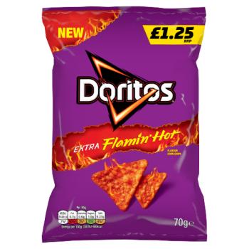 Doritos Extra Flamin' Hot Sharing Bag Crisps 70g PMP