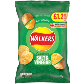 Walkers Salt & Vinegar Crisps 70g PMP £1.25 
