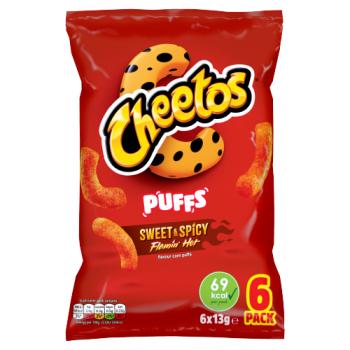 Cheetos Puffs Sweet & Spicy Multipack Snacks Crisps 6 x 13g