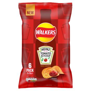 Walkers Heinz Tomato Ketchup Multipack Crisps 6x25g