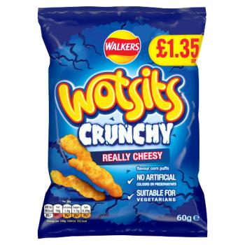 Wotsits Crunchy Cheese Sharing Crisps 60g PMP £1.35 RRP