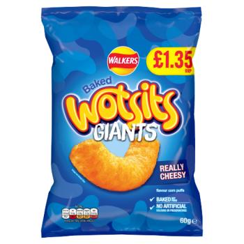 Walkers Wotsits Giants Cheese Crisps 60g PMP £1.35 RRP