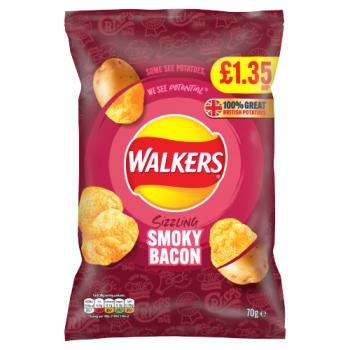 Walkers Smoky Bacon Sharing Crisps 70g PMP RRP £1.35