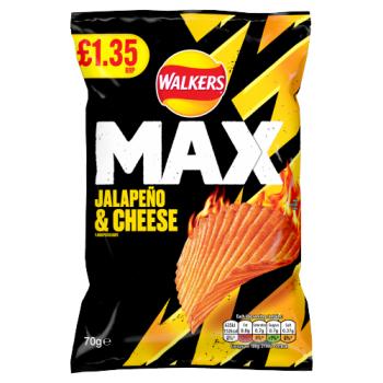Walkers MAX Jalapeno & Cheese Sharing Crisps 70g PMP RRP £1.35