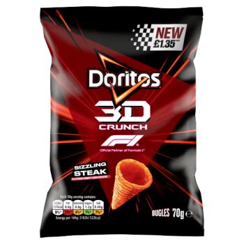 Doritos 3D Crunch Sizzling Steak Crisps 70g PMP RRP £1.35