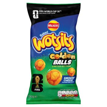 Walkers Wotsits Golden Balls Smokin’ Cheese Puffs Sharing Snacks 130g
